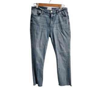 FRAME Le High Straight Raw Hem Ankle Jean Size 30